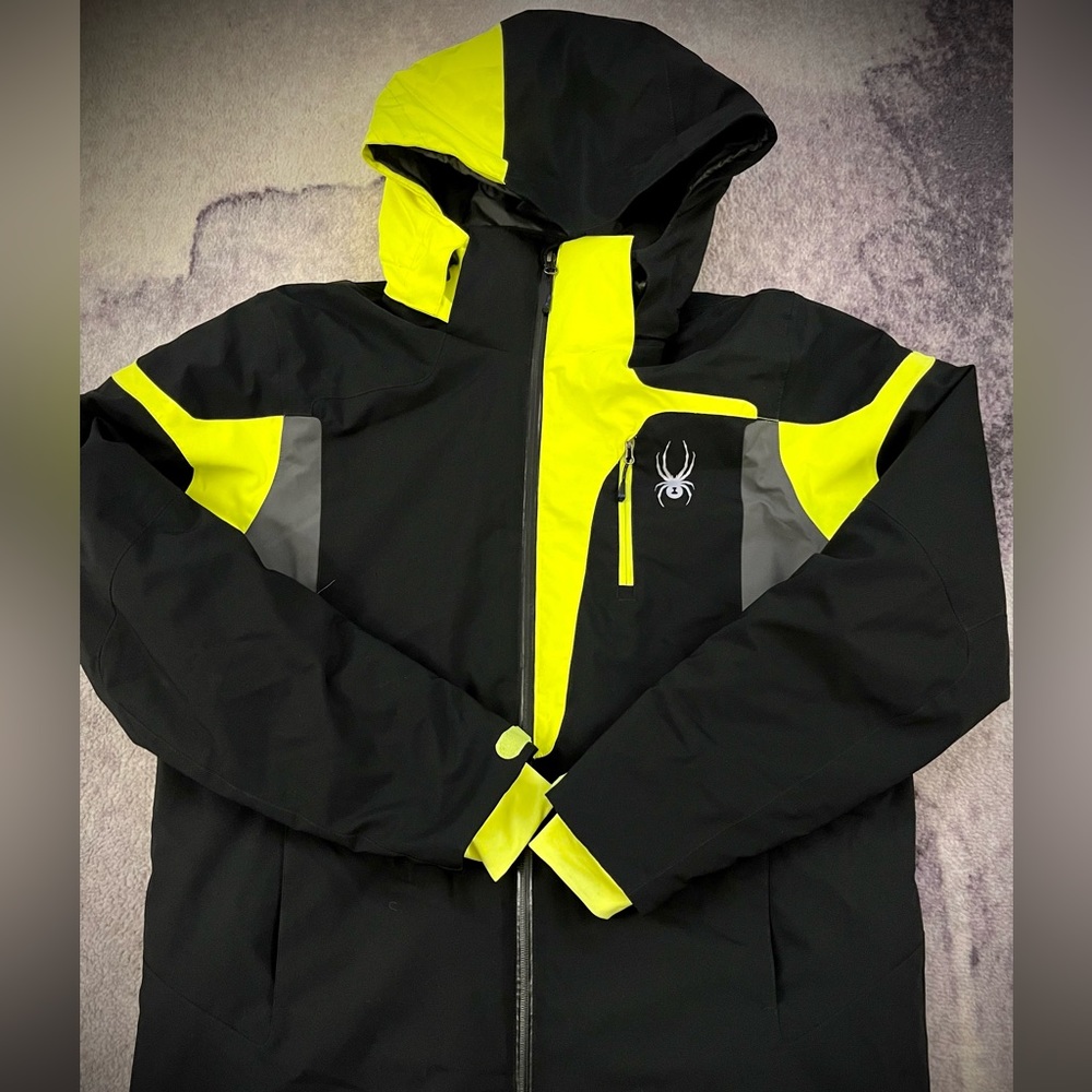 Men’s Spyder Jacket (size large, black/ neon yellow/ grey) & matching half-zip